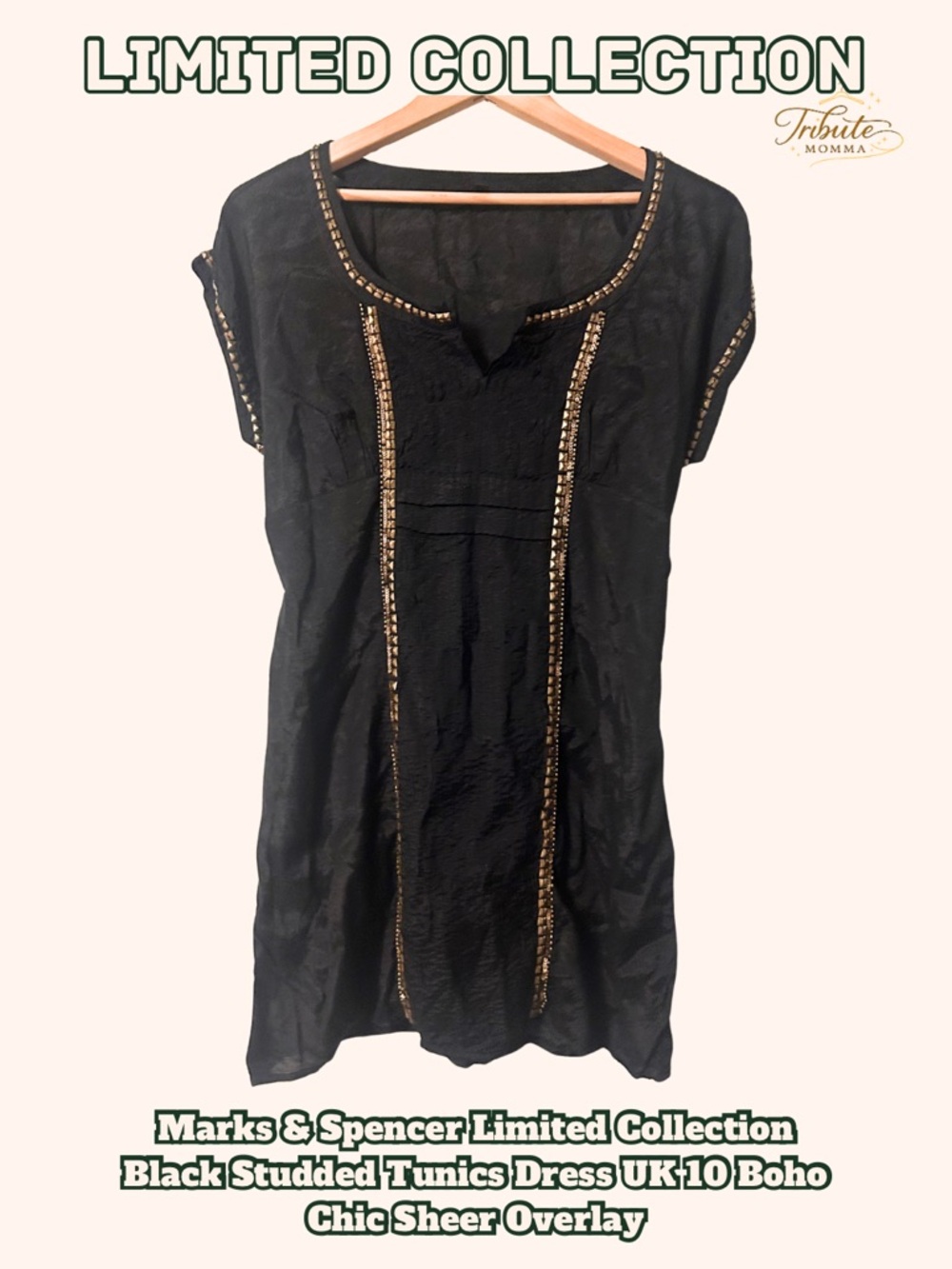 Marks & Spencer Black Studded Tunic Dress